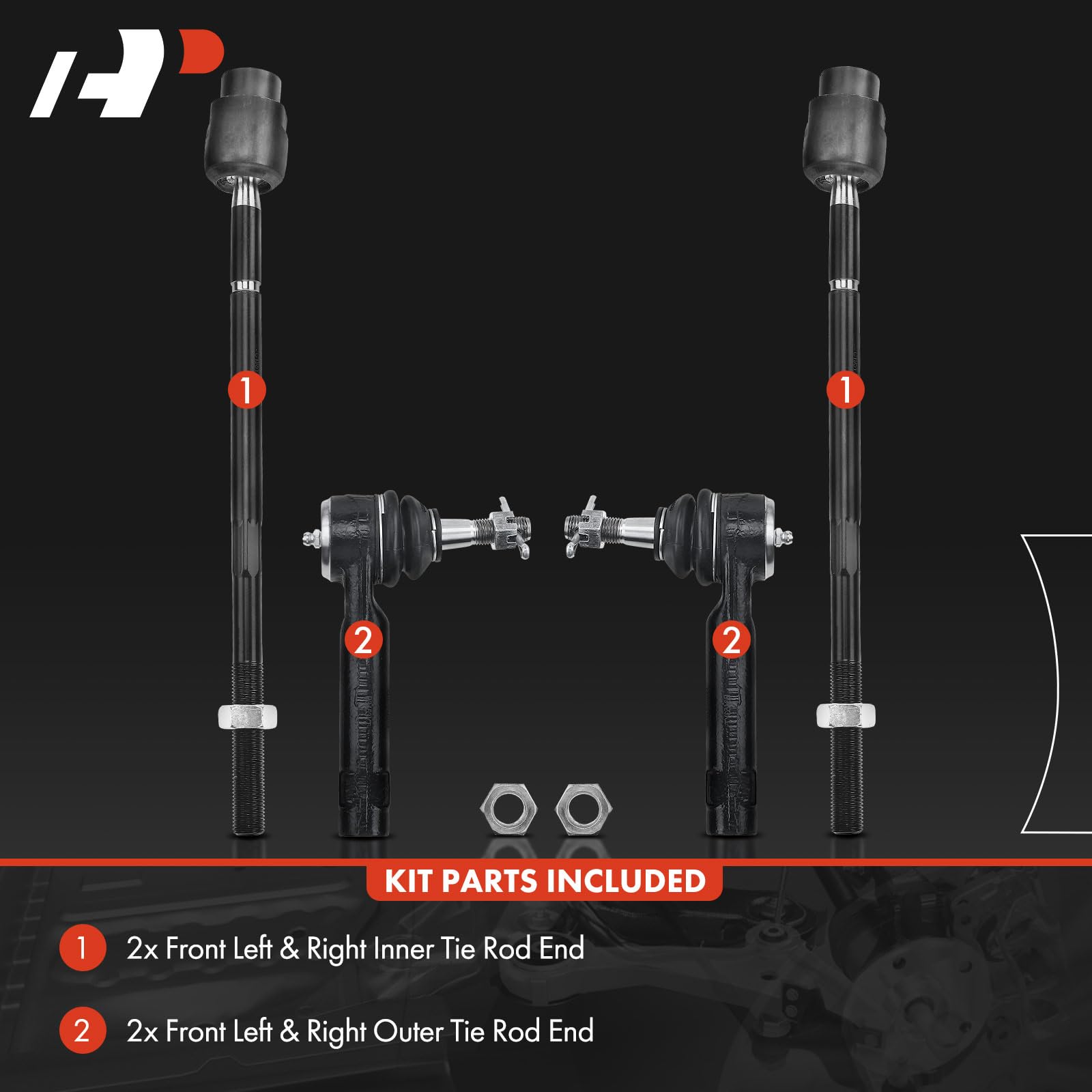 Amazon | A-Premium フロントインナーアウタータイロッドエンドキット